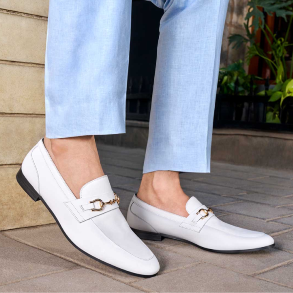 Trendy White Loafer Shoes